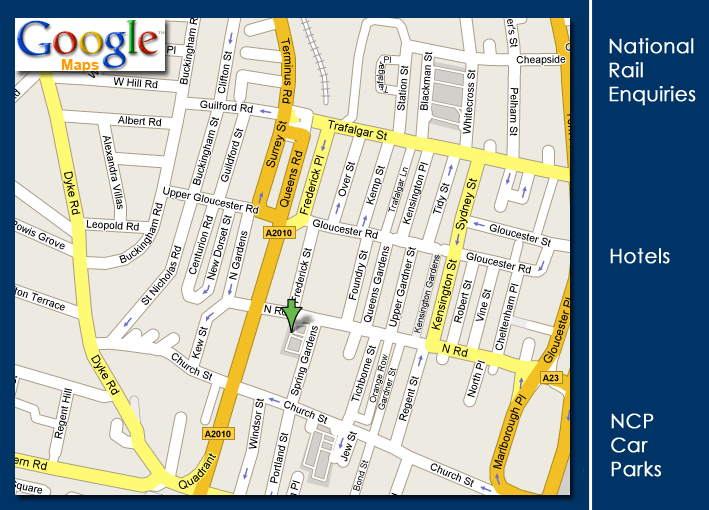 Find us on 44 North Road, Brighton.